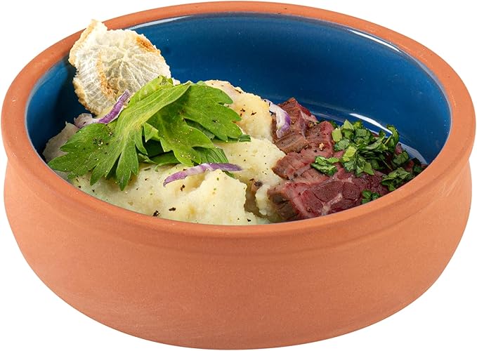 Restaurantware Terracotta Cazuela Bowls 2 Pack of 9 oz Durable Rustic Serving Dish Glazed Oven-Safe Bowl Freezer-Safe Tapas Dish Microwave-Safe Dishwasher-Safe