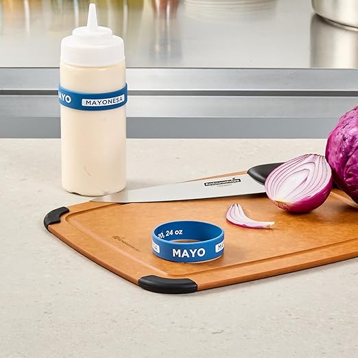 Restaurantware Silicone Squeeze Bottle Band 10 Count 2.75 Inch Dishwasher Safe Condiment Identification Band, Mayo Blue Non-Slip Label Band for Condiment Labeling at Restaurants, Food Trucks