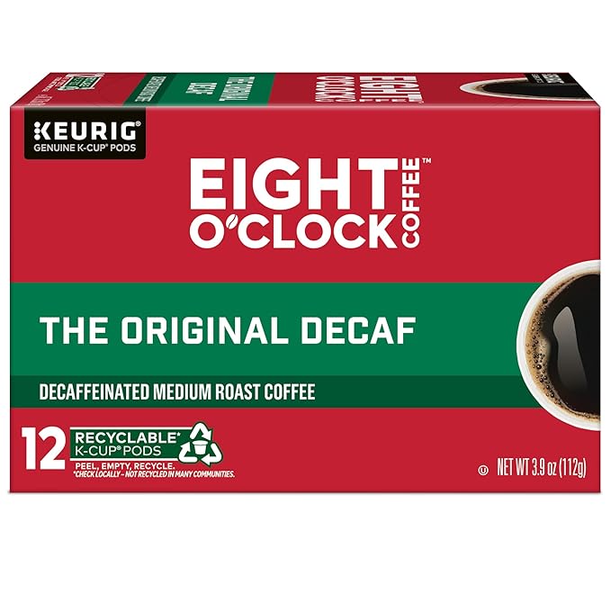 Eight O'Clock Coffee The Original Decaf, Single-Serve Coffee K-Cup Pods, Medium Roast, 12 Count (Pack of 6)