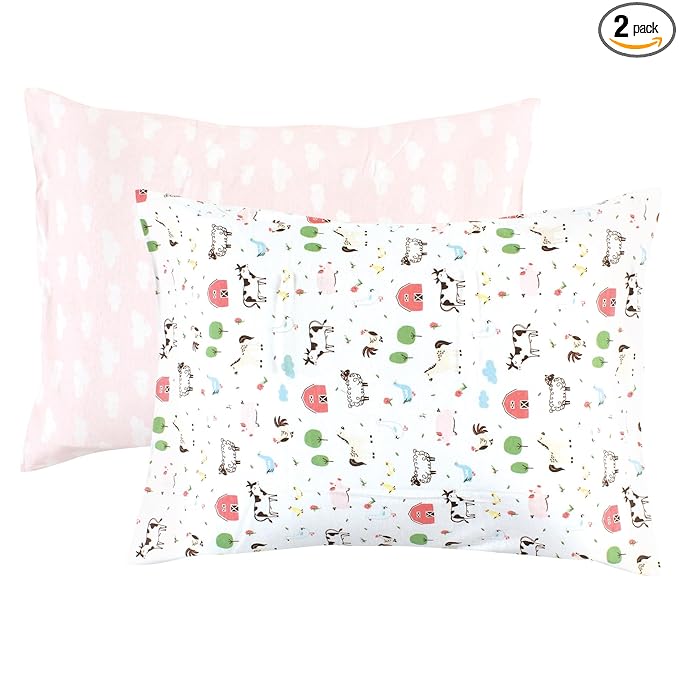 Hudson Baby Unisex Baby and Toddler Cotton Toddler Pillow Case, Girl Farm Animals, One Size