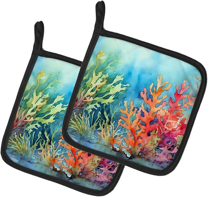 Caroline's Treasures Seaweed Pair of Pot Holders Kitchen Heat Resistant Pot Holders Sets Oven Hot Pads for Cooking Baking BBQ, 7 1/2 x 7 1/2
