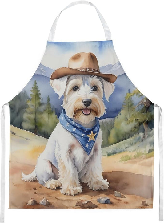 Caroline's Treasures Sealyham Terrier Cowboy Welcome Apron Cooking Kitchen Server Baking Crafts Gardening for Adult Women Men, Unisex, Large, Multicolor