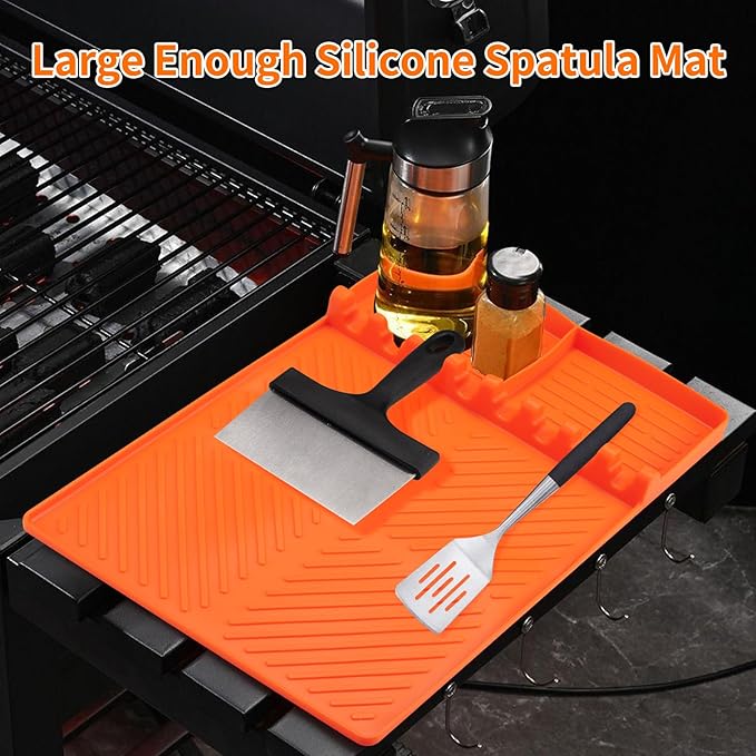 18 PCS Griddle Cleaning Kit for Blackstone, Heat-Resistant Silicone Spatula Mat with Hanger, Flat Top Grill Cleaning Kit with Cleaner Stone Brick, Griddle Scraper & Scouring Pads