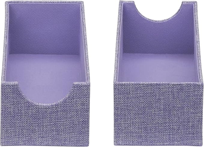 Household Essentials 2-Pack of Drawer Organizers, Sturdy Chipboard With Soft Polyester Cover, Handy and Fashionable Organization Solution, 3” H x 4” W x 12” D, Iris