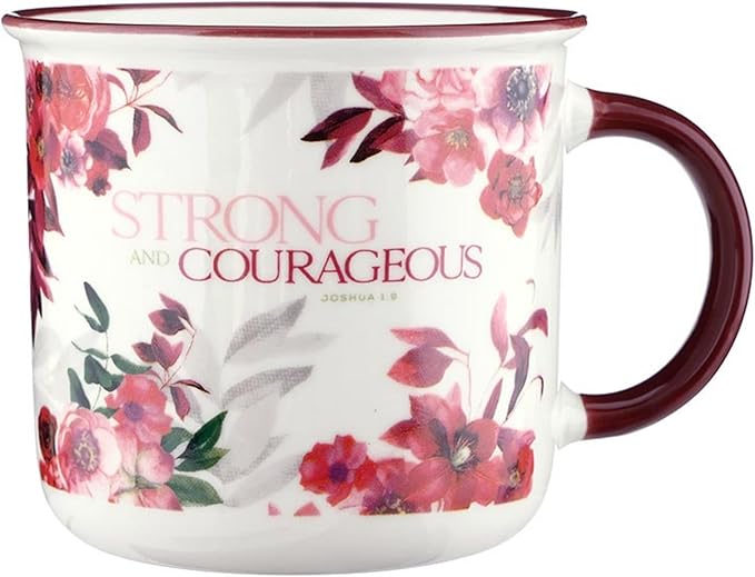Faithworks Christian Gifts - Inspirational Gift for Mom/Sister/Grandma Ceramic Coffee Mug/Cup, Holds 13.5 Fluid Ounces, Strong & Courageous