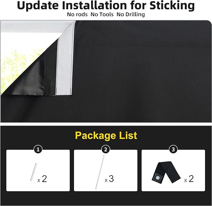 NICETOWN 100% Blackout Door Curtains for Door Window, No Drill Cordless Blinds for Windows, Thermal Insulated UV Protection Privacy Window Shades for Bedroom Living Room, 26"W x 64"L, 1 Panel, Black