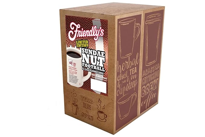 Friendly's Flavored Coffee Pods Coffee for Keurig K-Cup Brewers, Sundae Nut Football, 40 Count