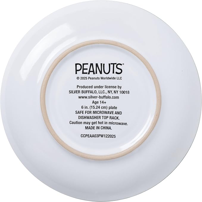 Silver Buffalo Peanuts Snoopy's Bakery and Cafe Cookie Pattern Oversized Ceramic Teacup and Saucer Set, 22 Ounces