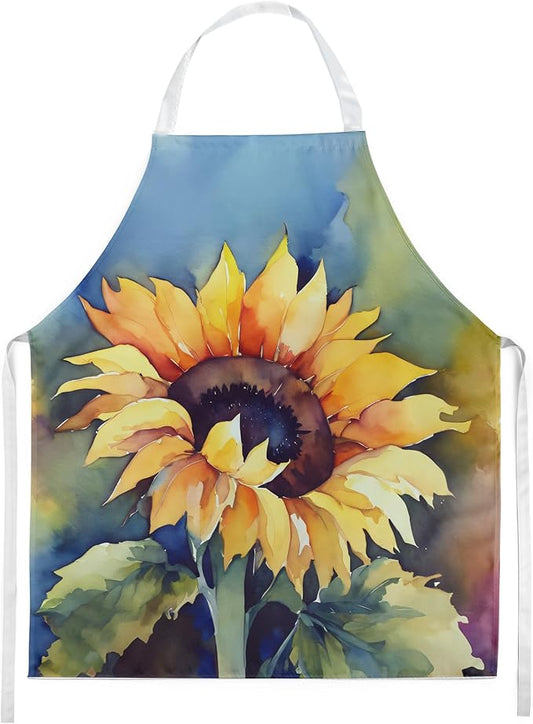 Caroline's Treasures Sunflowers in Watercolor Apron Cooking Kitchen Server Baking Crafts Gardening for Adult Women Men, Unisex, Large, Multicolor