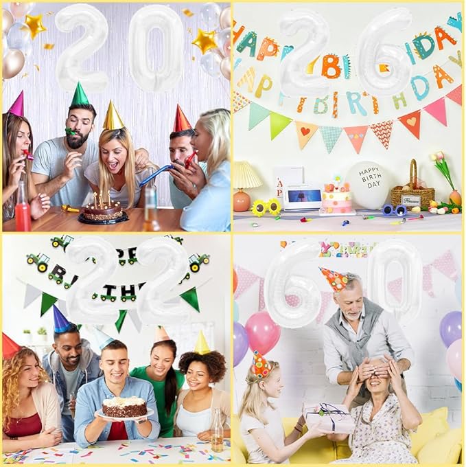 2026 Balloons 40 Inch Graduation Balloons White Balloons Grade Decorations Class Of 2026 Graduation Party Decorations, 2026 Balloon Numbers for Grade Party Balloons Prom Decorations 2026