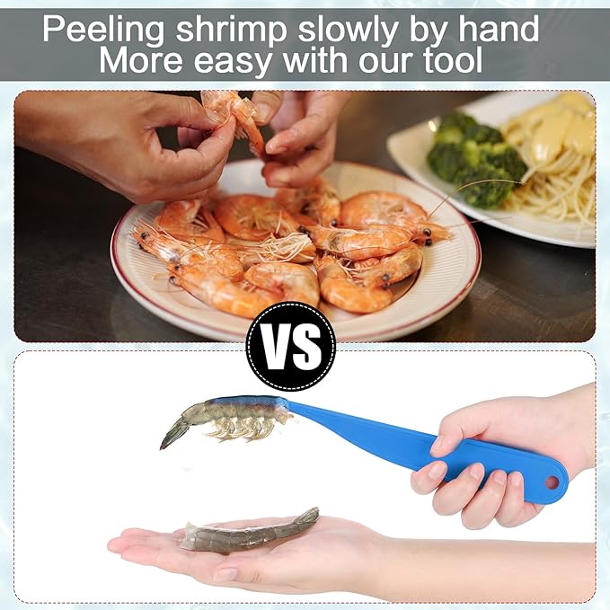 Gisafai 6 Pcs Shrimp Peeler Plastic Deveiner Cleaner Tool for Kitchen Shrimp Deveining Peel Tool, 10.2 Inch(Blue)
