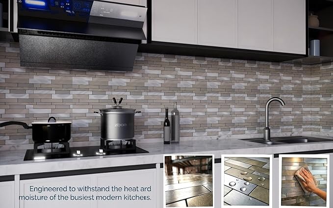 Weimeisc 10 Sheets Peel and Stick Backsplash Tile for Kitchen, Self-Adhesive Mosaic Tile, Stick on Bathroom Vanities，Fireplace Décor, Laundry Table(11.25" X 12.7") (Light Brown)