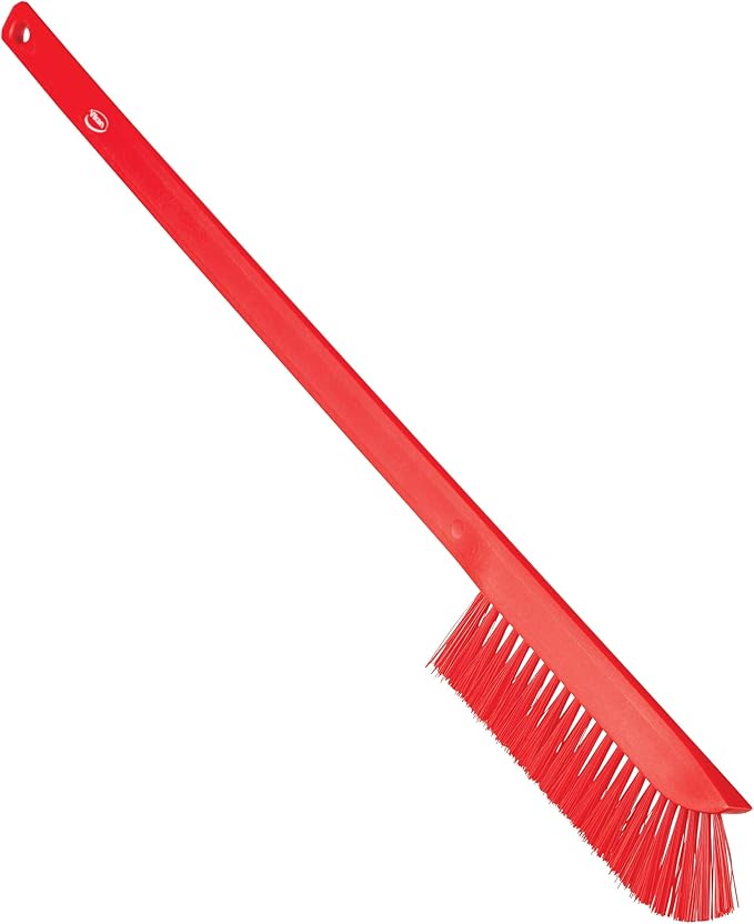 Vikan 41974 Ultra-Slim Cleaning Brush with Long Handle, 23.62" Medium, Red