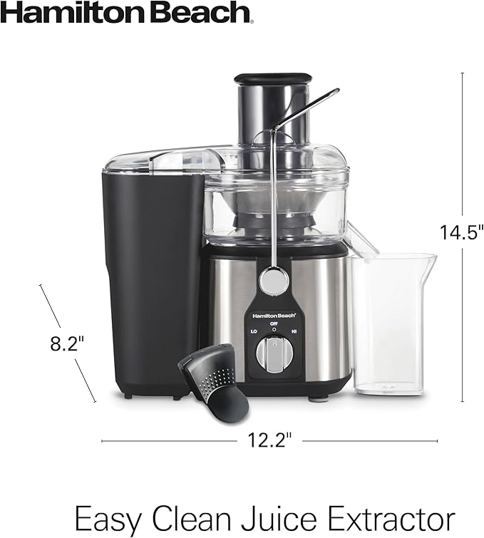 Hamilton Beach Easy Clean Juice Extractor with Easy Sweep cleaning tool, 3" Big Mouth chute, R67870 (Renewed)