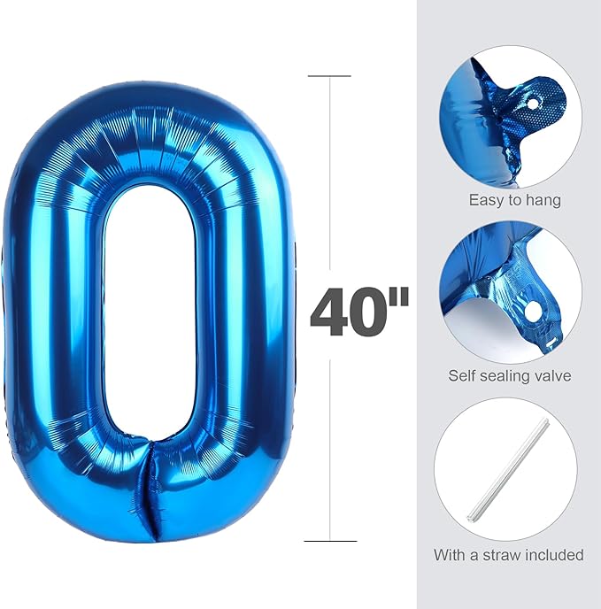 Number Balloon 40 Inch, 24 Number Balloons, Dark Blue 42 Happy Birthday Decorations for Women Men, Ballons 24th for Wedding Anniversaries Party