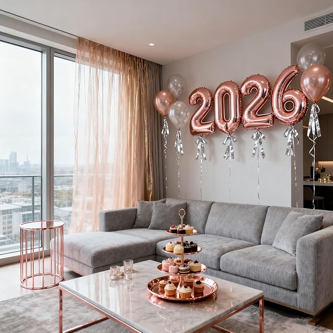 2026 Balloons Rose Gold Number 2026 Balloon-16 Inch Number Foil Balloons for Graduation Party Decorations 2026
