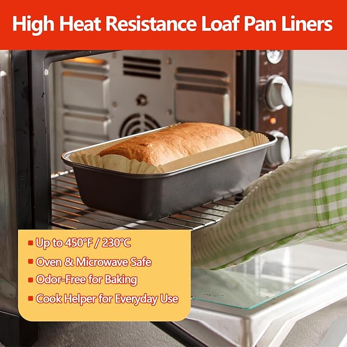 145PCS Loaf Pan Liners, 9x5 Inch Loaf Pan Liners Baking Bread, Non-Stick Pre-Formed Parchment Paper for Bread Pan, Ideal Disposable Loaf Breads Liners