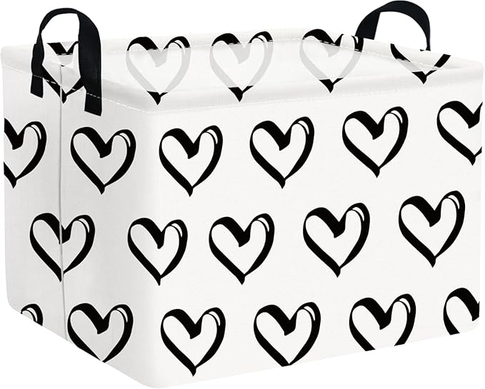 FXOLCSHE Valentines Day Gift Basket Empty,Baby Girl Baskets,Black Gift basket with Handle Organizer,Bins for Girls Room Decor,Toy Organizer,Valentine's Day room decor(Black)