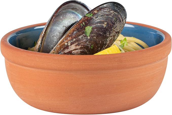 Restaurantware Terracotta Cazuela Bowls 2 Pack of 5 oz Durable Rustic Serving Dish Glazed Oven-Safe Bowl Freezer-Safe Tapas Dish Microwave-Safe Dishwasher-Safe