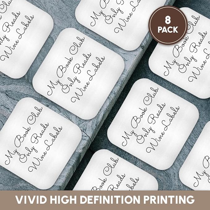 3dRose Soft Coasters - Image of My Book Club Only Reads Wine Labels Quote, Set of 8 (CST_293506_2)
