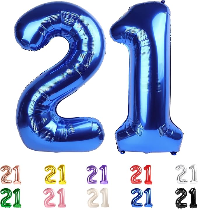 21 Number Balloons, 12 Balloons, 12th Dark Blue Party Decorations 40 In Big 21st for Girl Boys Engagement, Wedding, Celebration Party, Graduations, Photo Shoot