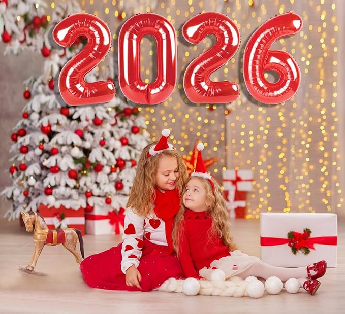 2026 Balloon Number Red Number Ballon 2026 Party Decorations for Happy New Years, 40 Inch Big Balloons for 2026 Birthday Anniversaries Celebration Graduation Wedding