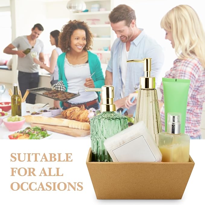 Fainne 34 Pcs Basket for Gift Empty Bulk, 8 x 6 Inch Basket Sturdy Cardboard Trays with Handles, Small Market Tray for Christmas, Wedding, Thanksgiving, Holiday, Birthday Party Decoration