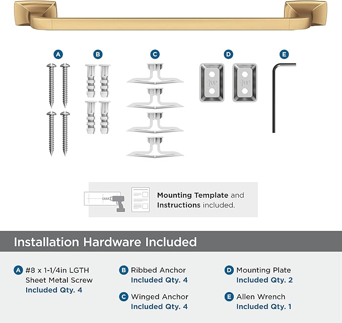 Amerock BH36013CZ | Champagne Bronze Towel Bar | 18 in (457 mm) Towel Rack | Highland Ridge | Bathroom Towel Holder | Bathroom Hardware | Bath Accessories