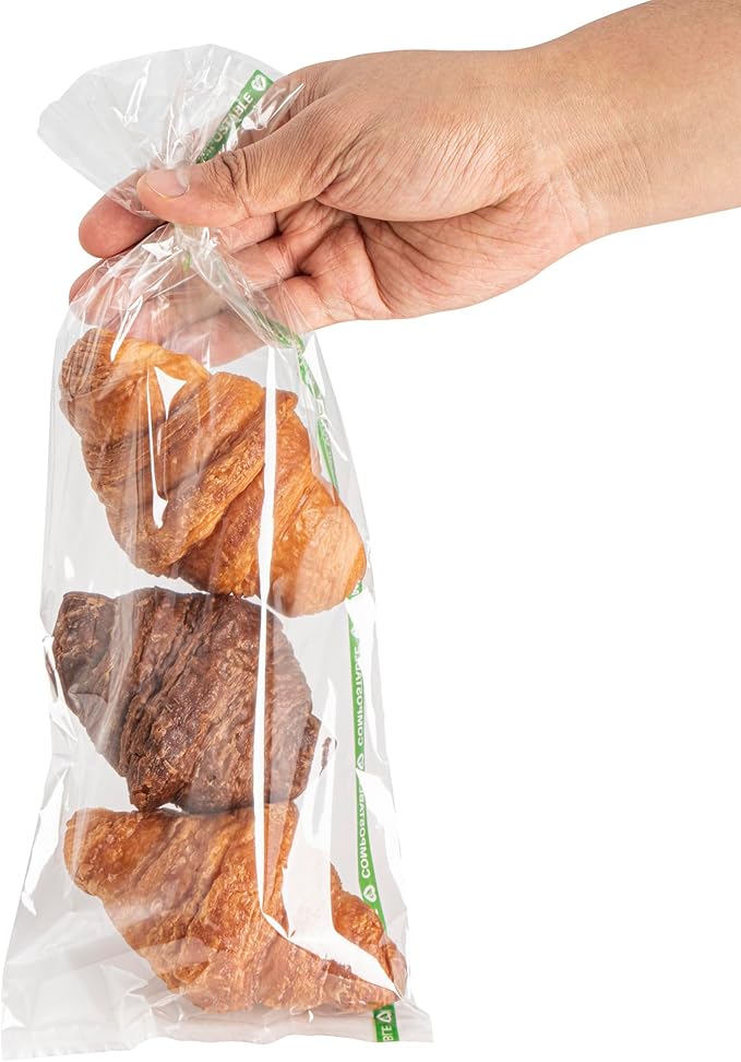 Restaurantware Candy Bags 100 Pcs 13" x 5" Heat-Sealable Clear Plastic Bags Greaseproof Home Compostable Freezer-Ready No-Flap Treat Carriers for Candies, Cookies, Bakery, Party Favours