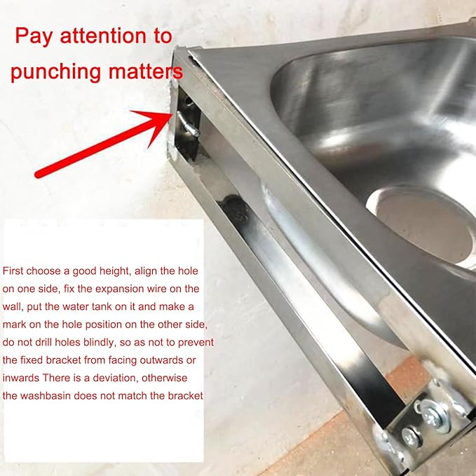 Stainless Steel Wall Mounted Commercial Restaurant Sink, Utility Sink Single Bowl with Drainer Unit and Tap, for Public Places, Restaurants, Schools, Kitchen,58x43cm-Hot and Cold Water
