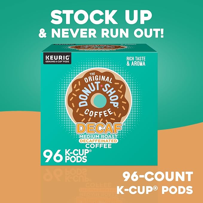 The Original Donut Shop Decaf, Single-Serve Keurig K-Cup Pods, Medium Roast Coffee Pods, 96 Count