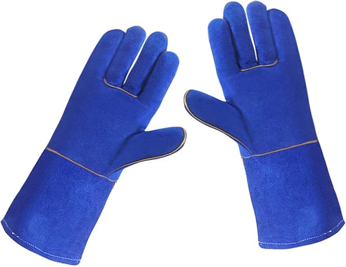 Heat Resistant Gloves for Grill BBQ,Long Sleeve Grill Gloves for Baking,Oven,Fireproof, Stove,Welder,Welding,Fireplace (Blue)