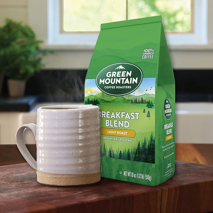 Green Mountain Coffee Roasters Breakfast Blend, Ground Coffee, Bagged 18 oz (Pack of 2)