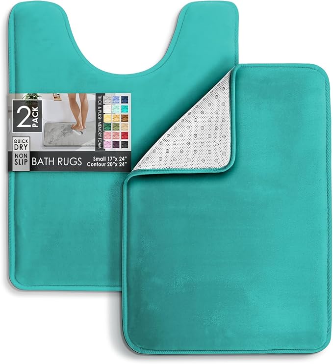 Clara Clark Bathroom Rugs, Velvet Memory Foam Bath Mat, Non-Slip Bath Rugs, Machine Wash, Dries Quickly, Ultra Soft Plush Bath Mats for Bathroom,