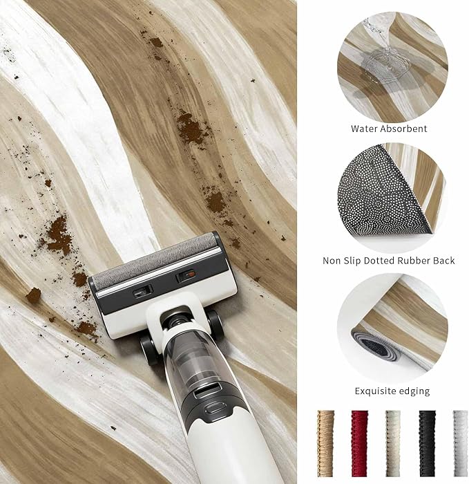 Area Rug 9x12ft, Modern Brown Ombre Ocean Wave Washable Rugs for Living Room Bedroom Rectangle Floor Carpet, Abstract Gradient Stripe Soft Non-Slip Area Rugs for Dining Room