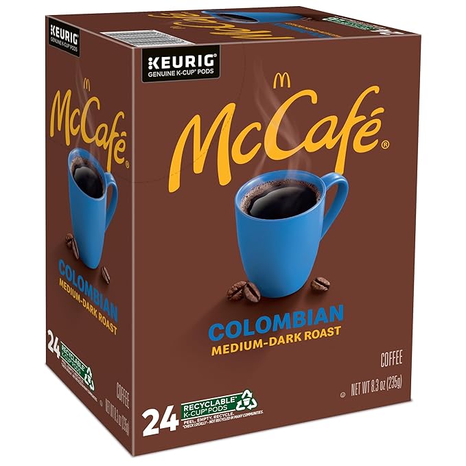 McCafe Colombian, Single Serve Coffee Keurig K-Cup Pods, Medium Roast, 96 Count (8 Packs of 24)