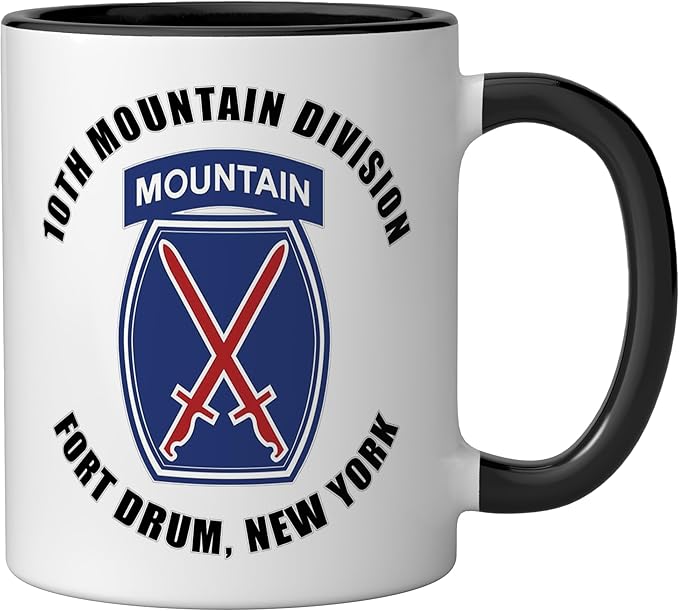 10th Mountain Division Fort Drum New York Veteran Ceramic Mug, Black/White