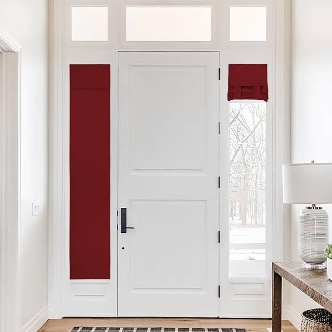 NICETOWN Sidelight Curtains for Living Room French Door, Thermal Insulated Window Cover, Blackout Shades for Glass Patio Door, Christmas Home Decor, 12 x 72 inch Long, Burgundy Red, 1 PC