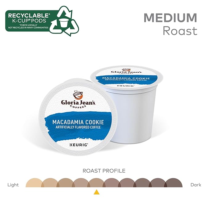 Gloria Jean's Macadamia Cookie Keurig Single-Serve K-Cup Pods, Medium Roast Coffee, 96 Count