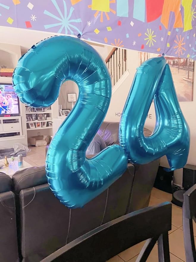 9Th Birthday Decorations 9 Number Balloons, Happy Birthday Decoration for 9th, Light Blue Balloon Numbers 40 Inch for Girls Boys Women Men Engagement, Bridal Shower Party