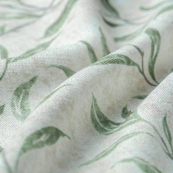 VOGOL Valances for Living Room, Green Leaf Print Small Window Valances for Kitchen Farmhouse Top Pocket 12 Inches Long, One Panel, 52x12