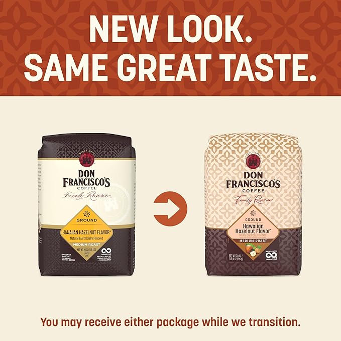 Don Francisco's Hawaiian Hazelnut Ground Coffee, Medium Roast – 100% Arabica, Flavored Coffee, 20 oz Bag