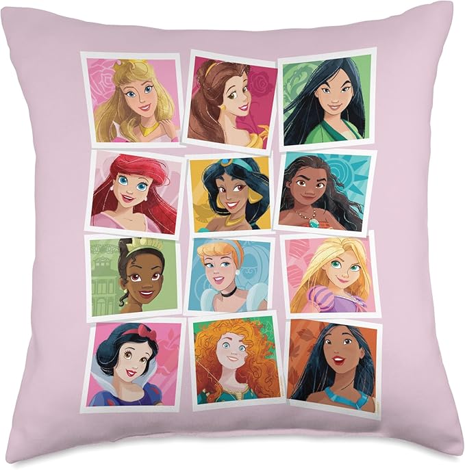 Disney Princess Photos Portrait Picture Collection Throw Pillow