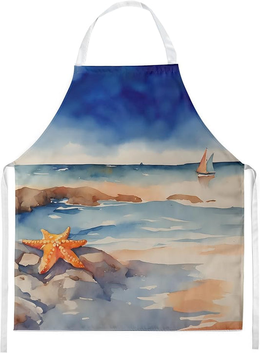 Caroline's Treasures Starfish Apron Cooking Kitchen Server Baking Crafts Gardening for Adult Women Men, Unisex, Large, Multicolor
