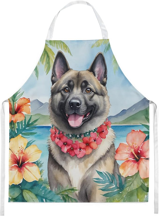 Caroline's Treasures Norwegian Elkhound Luau Apron Cooking Kitchen Server Baking Crafts Gardening for Adult Women Men, Unisex, Large, Multicolor