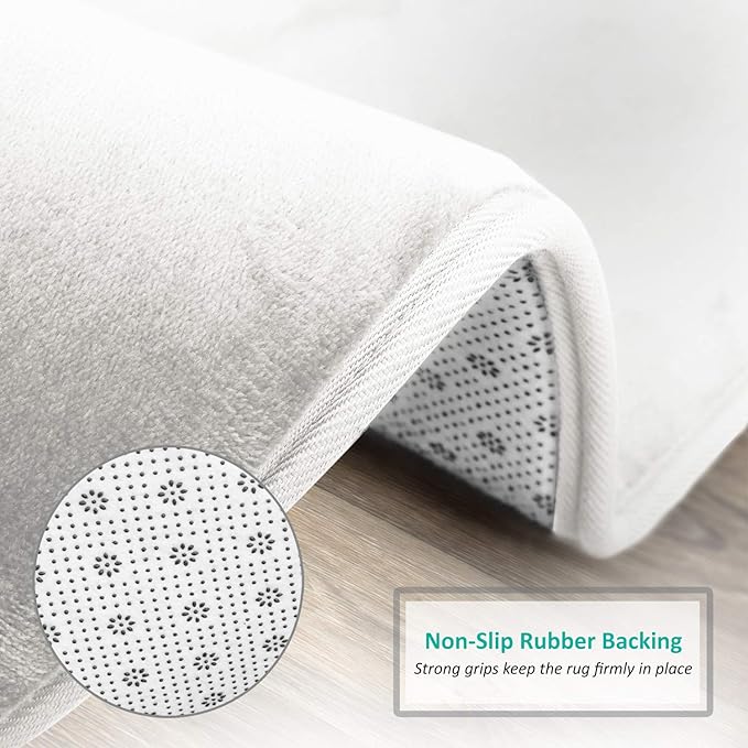 Clara Clark Bathroom Rugs, Velvet Memory Foam Bath Mat, Non-Slip, Machine Washable Bath Rugs - Dries Quickly, Ultra Soft Plush Bath Mats for Bathroom, 20 x 24, Solid White
