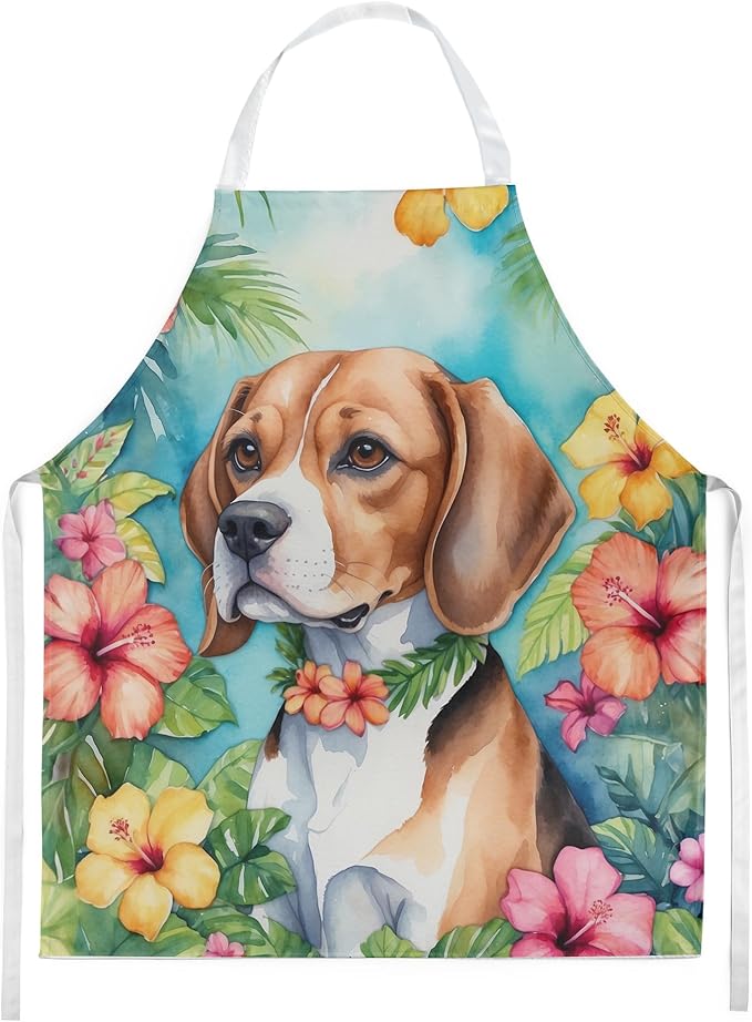 Caroline's Treasures Beagle Luau Apron Cooking Kitchen Server Baking Crafts Gardening for Adult Women Men, Unisex, Large, Multicolor