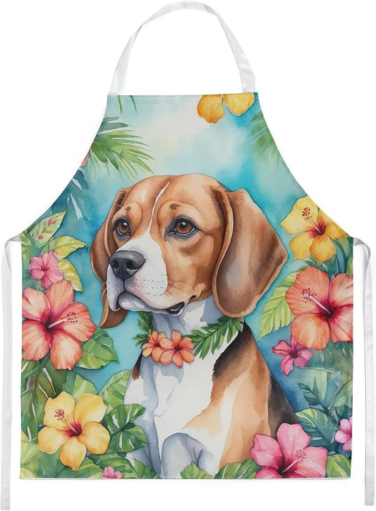 Caroline's Treasures Beagle Luau Apron Cooking Kitchen Server Baking Crafts Gardening for Adult Women Men, Unisex, Large, Multicolor