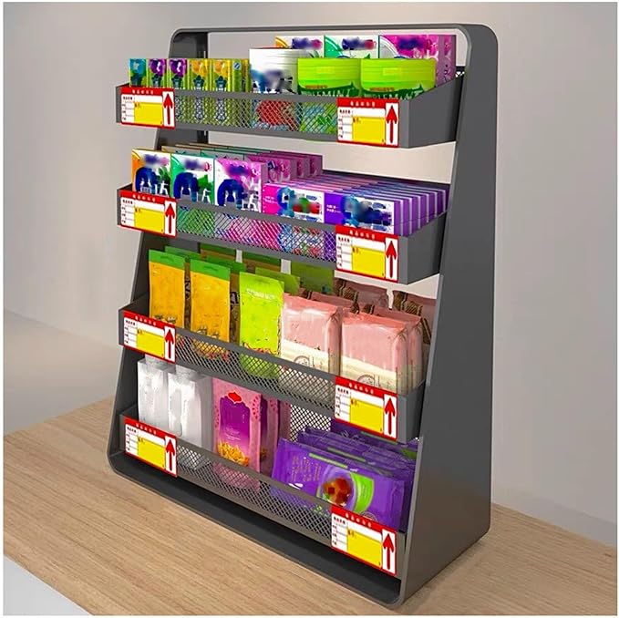 3-Tier Candy Display Rack Snack Holder, Multifunctional Counter Snack Organizer Chip Holder, Adjustable Metal Shelf Cupcake Display Stand, for Party/Kitchen/Stores/Office