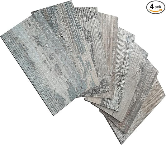 AULIGET 4 Pieces Peel and Stick Backsplash PVC Tile, 3" x 6" Rustic Wood Brick Stick on Tiles